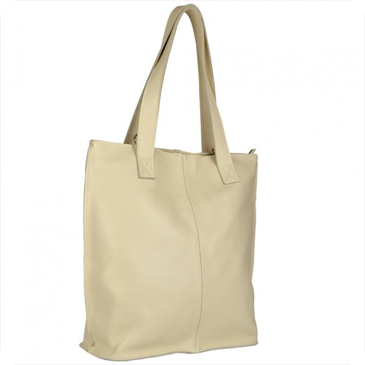 Duża torba skóra naturalna jasny beż włoska xl ze sklepu melon.pl w kategorii Torby Shopper bag - zdjęcie 141339916