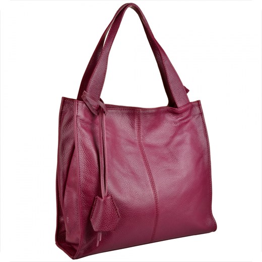 Duża torebka włoska shopper bag skóra naturalna bordowa bakłażan ze sklepu melon.pl w kategorii Torby Shopper bag - zdjęcie 141373338