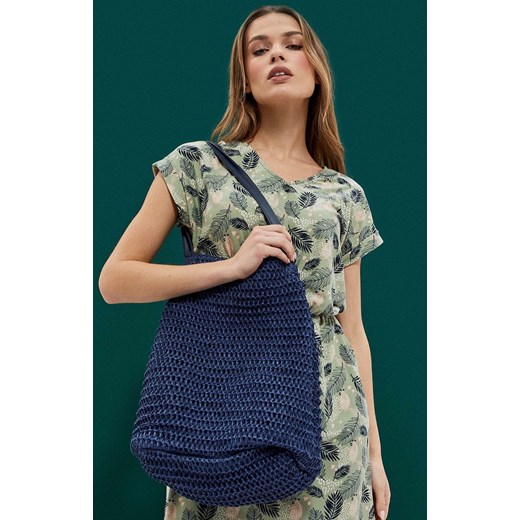 3722 Słomkowa torba na ramię, Kolor granatowy, Rozmiar one size, Moodo one size Primodo