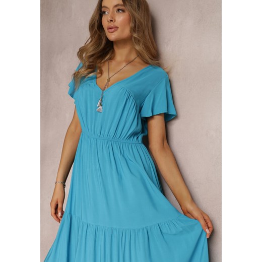 Niebieska Sukienka z Wiskozy Jonmy Renee S Renee odzież