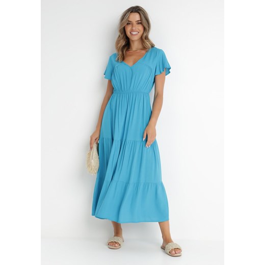 Niebieska Sukienka z Wiskozy Folky ze sklepu Born2be Odzież w kategorii Sukienki - zdjęcie 141442809