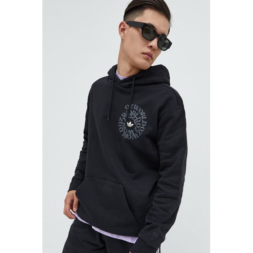 adidas Originals bluza bawełniana męska kolor czarny z kapturem z nadrukiem L ANSWEAR.com