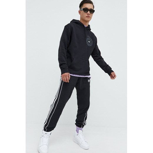 adidas Originals bluza bawełniana męska kolor czarny z kapturem z nadrukiem S ANSWEAR.com