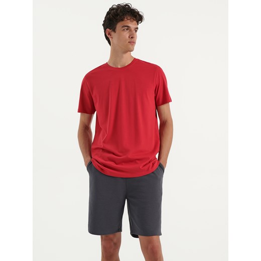 Gładka koszulka regular fit Basic czerwona - Czerwony House XXL House