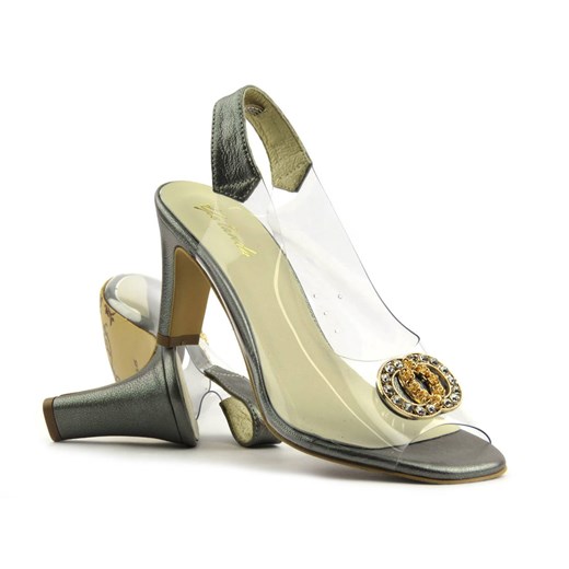 Sandały damskie z silikonową cholewką - YOLANDA 2112, srebrne ze sklepu ulubioneobuwie w kategorii Sandały damskie - zdjęcie 141492316