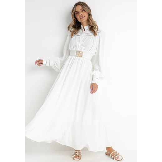 Biała Sukienka z Paskiem Laodyle ze sklepu Born2be Odzież w kategorii Sukienki - zdjęcie 141499919