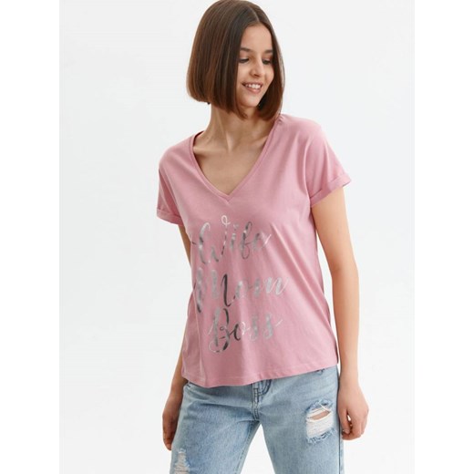 Bawełniany t-shirt z napisem Top Secret 38 wyprzedaż Top Secret
