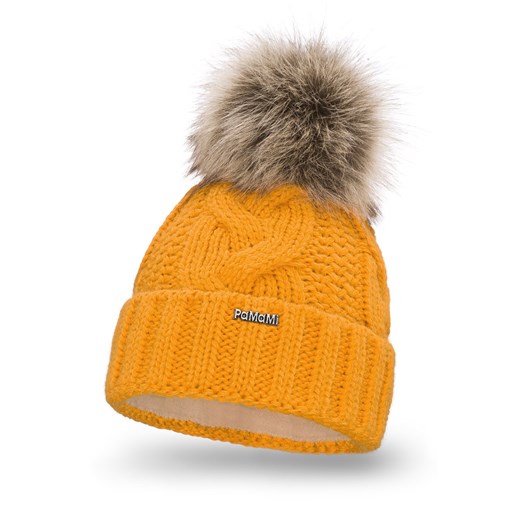 Zimowa czapka damska gruby warkocz PaMaMi - Miodowy ze sklepu PaMaMi w kategorii Czapki zimowe damskie - zdjęcie 141529927