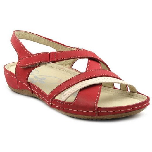 Lekkie sandały damskie z miękkiej skóry - HELIOS Komfort 252, czerwone Helios Komfort 38 okazyjna cena ulubioneobuwie