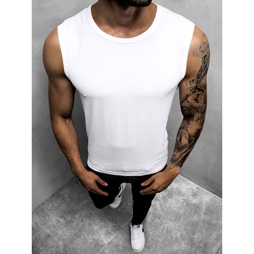 Koszulka bez rękawów męska biała OZONEE JS/99001Z ze sklepu ozonee.pl w kategorii T-shirty męskie - zdjęcie 141560485