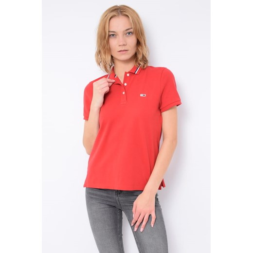 koszulka  polo damska tommy jeans dw0dw04512 czerwona ze sklepu Royal Shop w kategorii Bluzki damskie - zdjęcie 141564035