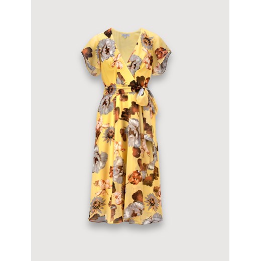 Żółta kopertowa sukienka w kwiaty Molton 46 Molton