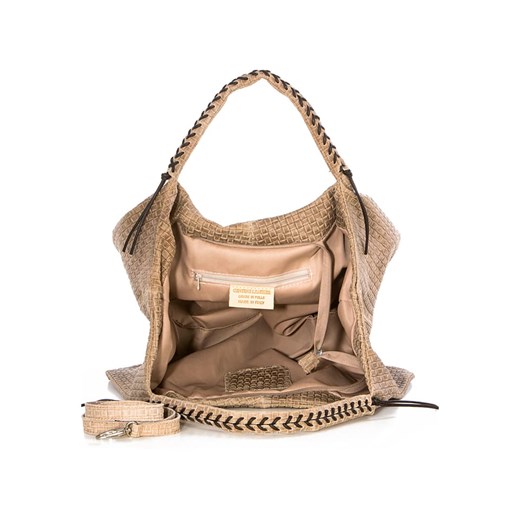 Skórzany shopper bag "Pitigliano" w kolorze szarobrązowym - 42 x 34 x 30 cm Lucca Baldi onesize okazyjna cena Limango Polska