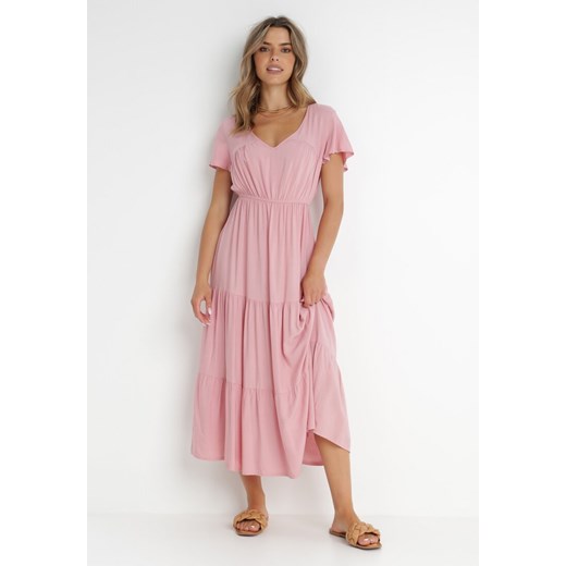 Różowa Sukienka z Wiskozy Folky ze sklepu Born2be Odzież w kategorii Sukienki - zdjęcie 141589019