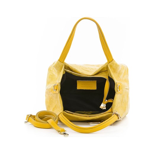 Skórzana torebka "Clarissa" w kolorze żółtym - 28 x 20 x 12 cm Anna Morellini onesize okazyjna cena Limango Polska