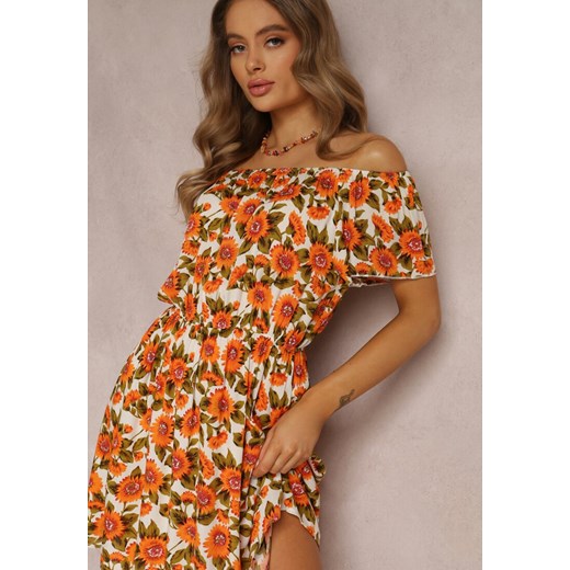 Biało-Pomarańczowa Sukienka Stelenn Renee L Renee odzież okazyjna cena