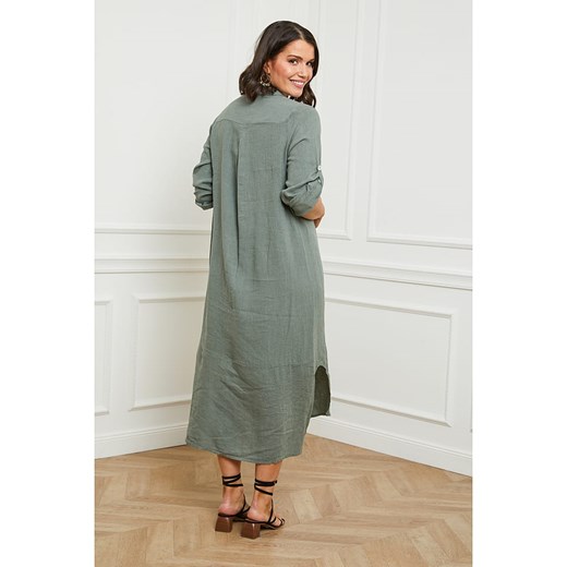 Lniana sukienka w kolorze khaki Curvy Lady 40/42 Limango Polska promocja