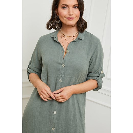 Lniana sukienka w kolorze khaki Curvy Lady 48/50 Limango Polska wyprzedaż