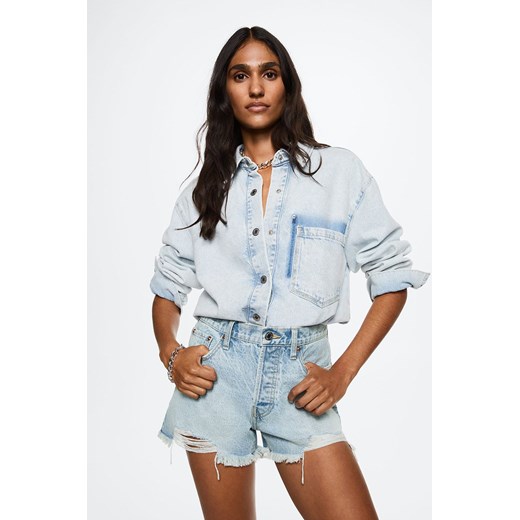 Mango szorty jeansowe Hailey damskie kolor fioletowy gładkie high waist Mango 34 ANSWEAR.com