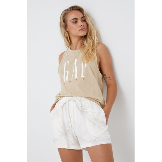 GAP top bawełniany kolor beżowy Gap L ANSWEAR.com
