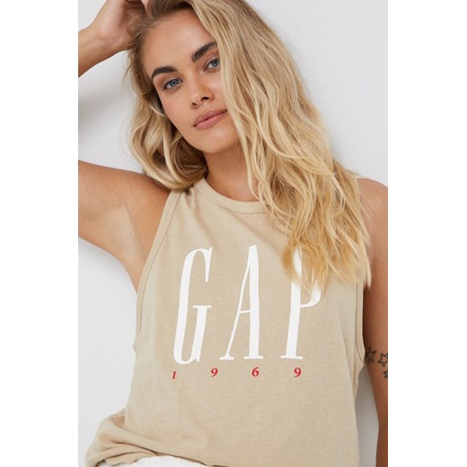 GAP top bawełniany kolor beżowy Gap S ANSWEAR.com