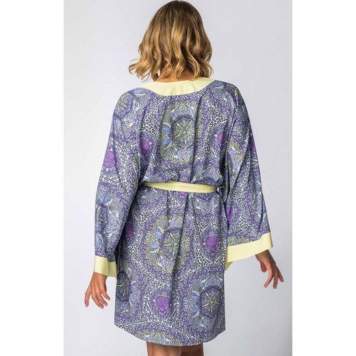 LA107/1 Szlafrok kimono, Kolor niebieski-wzór, Rozmiar uniwersalny, LaLupa Lalupa uniwersalny Intymna