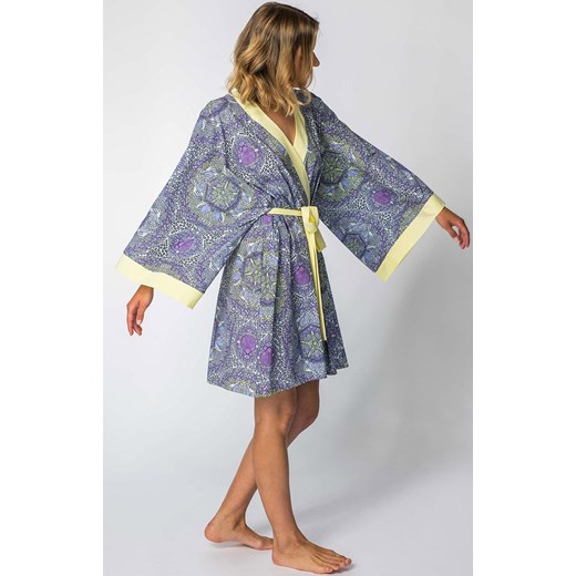 LA107/1 Szlafrok kimono, Kolor niebieski-wzór, Rozmiar uniwersalny, LaLupa Lalupa uniwersalny Intymna