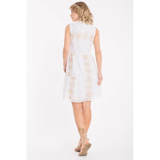 Sukienka z bawełny Salina Iconique biało-złota IC22-025 Iconique L piubiu_pl