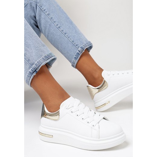 Biało-Złote Sneakersy Alcamia 40 born2be.pl