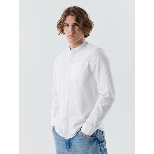 Cropp - Biała koszula z kieszonką - biały ze sklepu Cropp w kategorii Koszule męskie - zdjęcie 141732417