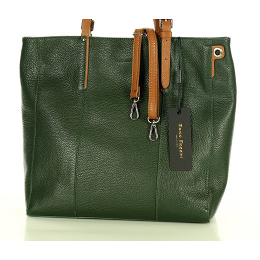 MARCO MAZZINI Elegancka torba skórzana sustainable leather bag ciemny zielony Mazzini uniwersalny promocyjna cena Verostilo