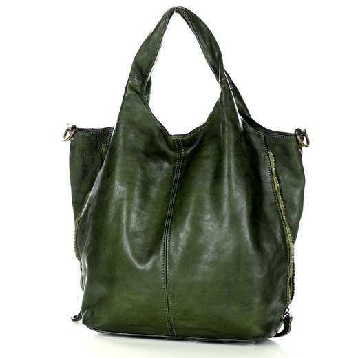 Torba damska skórzana pojemny shopper z rozpinanymi bokami classic leather bag - uniwersalny Verostilo
