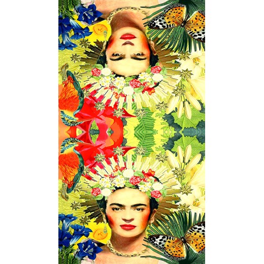 Szal apaszka silk touch feeling Frida Kahlo autoportret świat w naturze brąz Valentina uniwersalny Verostilo