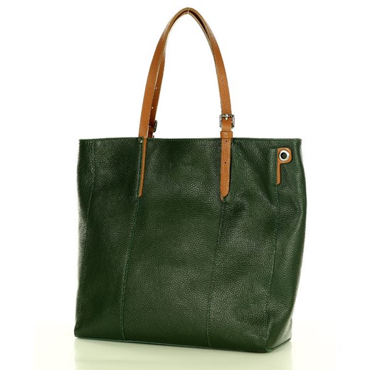 MARCO MAZZINI Elegancka torba skórzana sustainable leather bag ciemny zielony Mazzini uniwersalny Verostilo