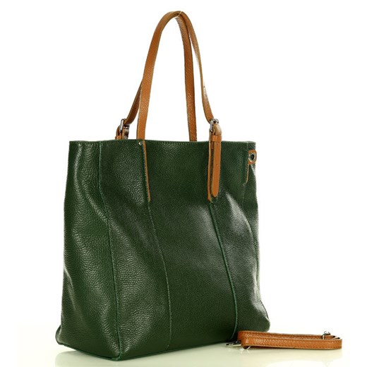 MARCO MAZZINI Elegancka torba skórzana sustainable leather bag ciemny zielony Mazzini uniwersalny Verostilo