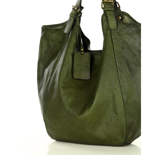 Torebka skórzana damska classic handmade shopping bag - MARCO MAZZINI zieleń uniwersalny Verostilo
