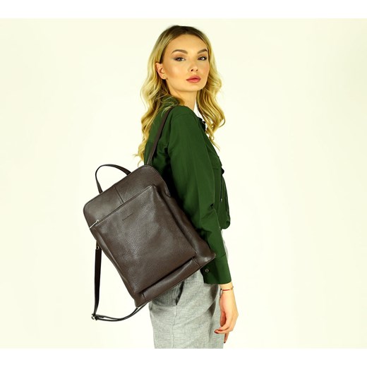 Duży plecak damski A4 skórzany torebko plecak biznesowy - MARCO MAZZINI ciemny Mazzini uniwersalny Verostilo