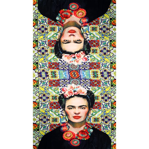 Szal apaszka silk touch feeling Frida Kahlo autoportret z motywem meksykańskim Valentina uniwersalny Verostilo