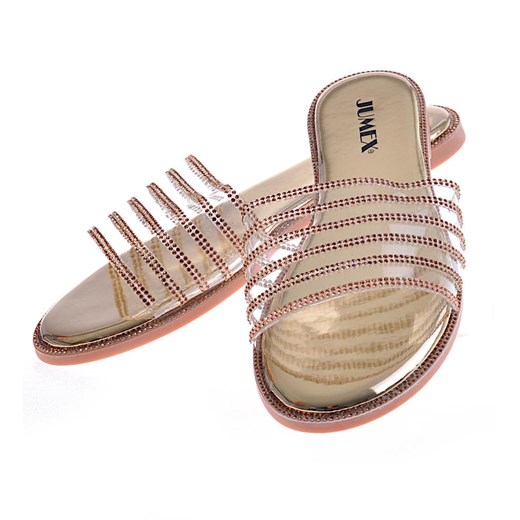 Złote damskie klapki na lato /B2-2 12236 T195/ 36 Pantofelek24.pl Jacek Włodarczyk