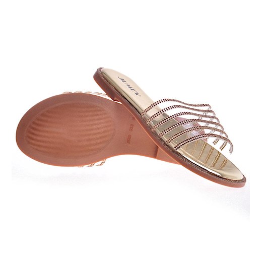 Złote damskie klapki na lato /B2-2 12236 T195/ 39 Pantofelek24.pl Jacek Włodarczyk