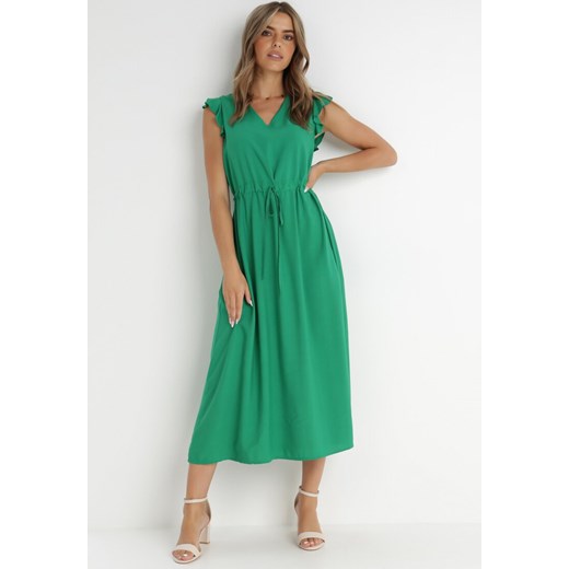 Zielona Sukienka z Wiskozy Yorgebius ze sklepu Born2be Odzież w kategorii Sukienki - zdjęcie 141831847