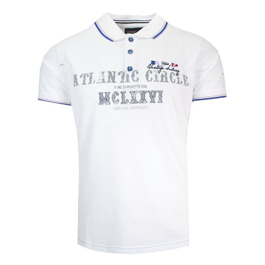 Koszulka POLO Biała z Nadrukiem, Casualowa, Męska, Krótki Rękaw TSKOWMCL26268beyaz ze sklepu JegoSzafa.pl w kategorii T-shirty męskie - zdjęcie 141864226