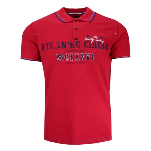 Koszulka POLO Czerwona z Nadrukiem, Casualowa, Męska, Krótki Rękaw TSKOWMCL26268kirmizi ze sklepu JegoSzafa.pl w kategorii T-shirty męskie - zdjęcie 141864266