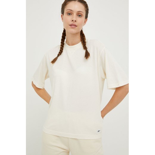 Reebok Classic t-shirt bawełniany kolor beżowy HH9704-NONDYE ze sklepu ANSWEAR.com w kategorii Bluzki damskie - zdjęcie 141864549
