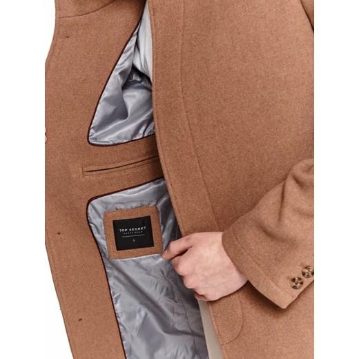 Klasyczny płaszcz ze stójką z wełnianej tkaniny Top Secret XXL promocja Top Secret