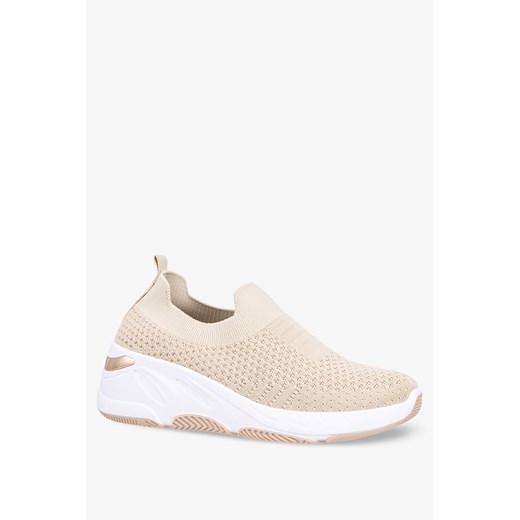 Beżowe sneakersy na koturnie buty sportowe slip on Casu 38-3-22-BE Casu 38 okazyjna cena Casu.pl