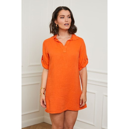 Lniana sukienka w kolorze pomarańczowym Curvy Lady 40/42 wyprzedaż Limango Polska