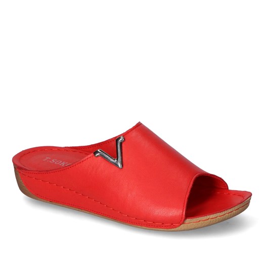 Klapki T.Sokolski BKL22-301 Czerwone ze sklepu Arturo-obuwie w kategorii Klapki damskie - zdjęcie 141909359