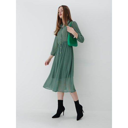 Mohito - Sukienka midi z geometrycznym wzorem - Zielony Mohito 42 promocyjna cena Mohito