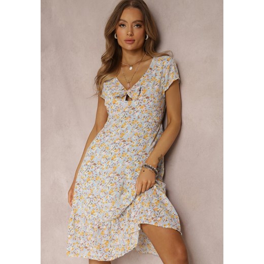 Żółto-Jasnoniebieska Sukienka Saiah ze sklepu Renee odzież w kategorii Sukienki - zdjęcie 141947899
